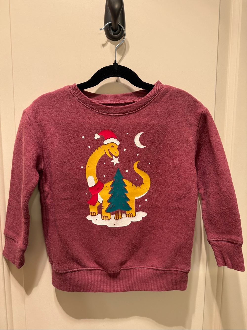 3T Maroon Dinosaur Christmas Sweatshirt
